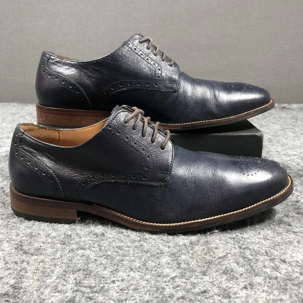Cole Haan Williams Medallion Toe Shoes Mens Size 8.5 Blue Leather Wingtip